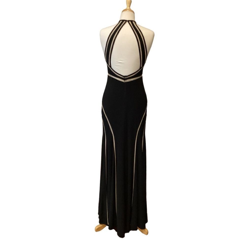 Xscape Black fit & flare prom evening party dress with mesh cutouts Size 6 - Picture 4 of 12